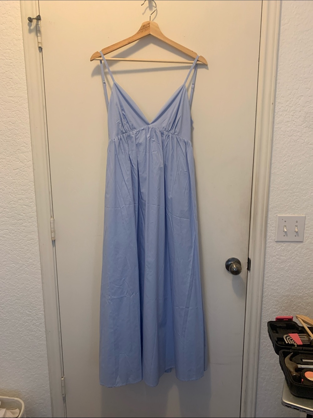 Light Blue Backless Midi Dress